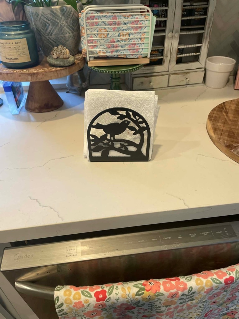 Decorative Black Bird Napkin Holder - Kitchen Counter Accent